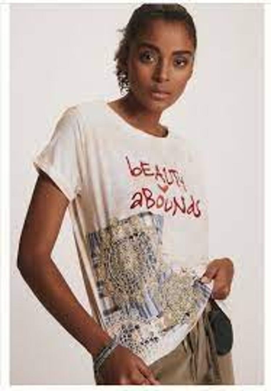 Anthropologie Pilcro Beauty Abounds Graphic Applique Tee Shirt XXS Lace
